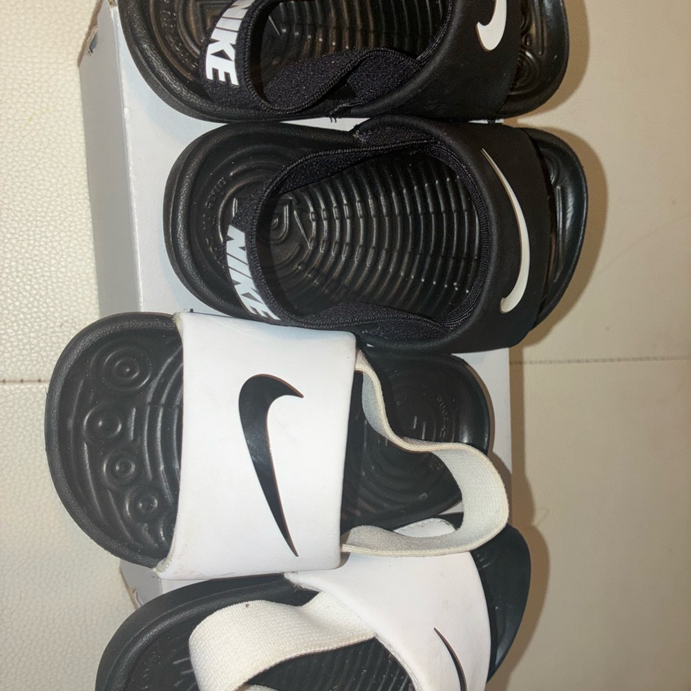 Nike Kids Black and White Slide Sandals